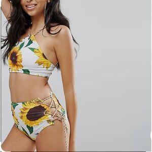 Jaded London Sunflower Eyelet Bikini Set Top Size 10 Bottoms Size 12